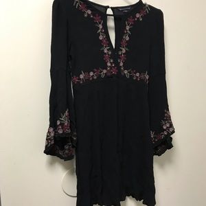 Beautifully Embroidered Black Bell Sleeved Dress!